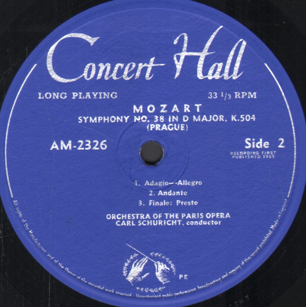 Carl Schuricht / Orchestra of The Paris Opera - Mozart - Jupiter Symphony / Prague Symphony - Lp
