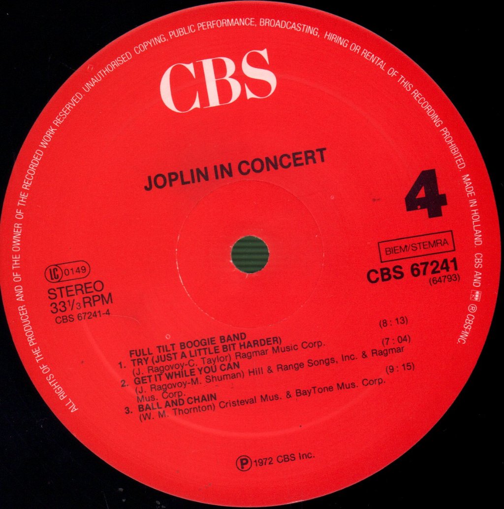 Janis Joplin - Joplin In Concert - Double Lp