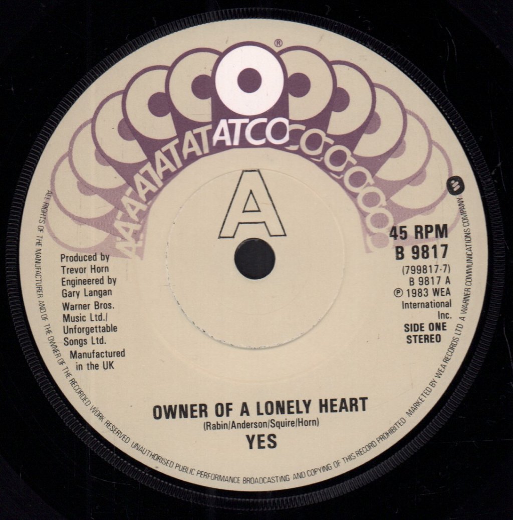 Yes - Owner Of A Lonely Heart - 7 Inch