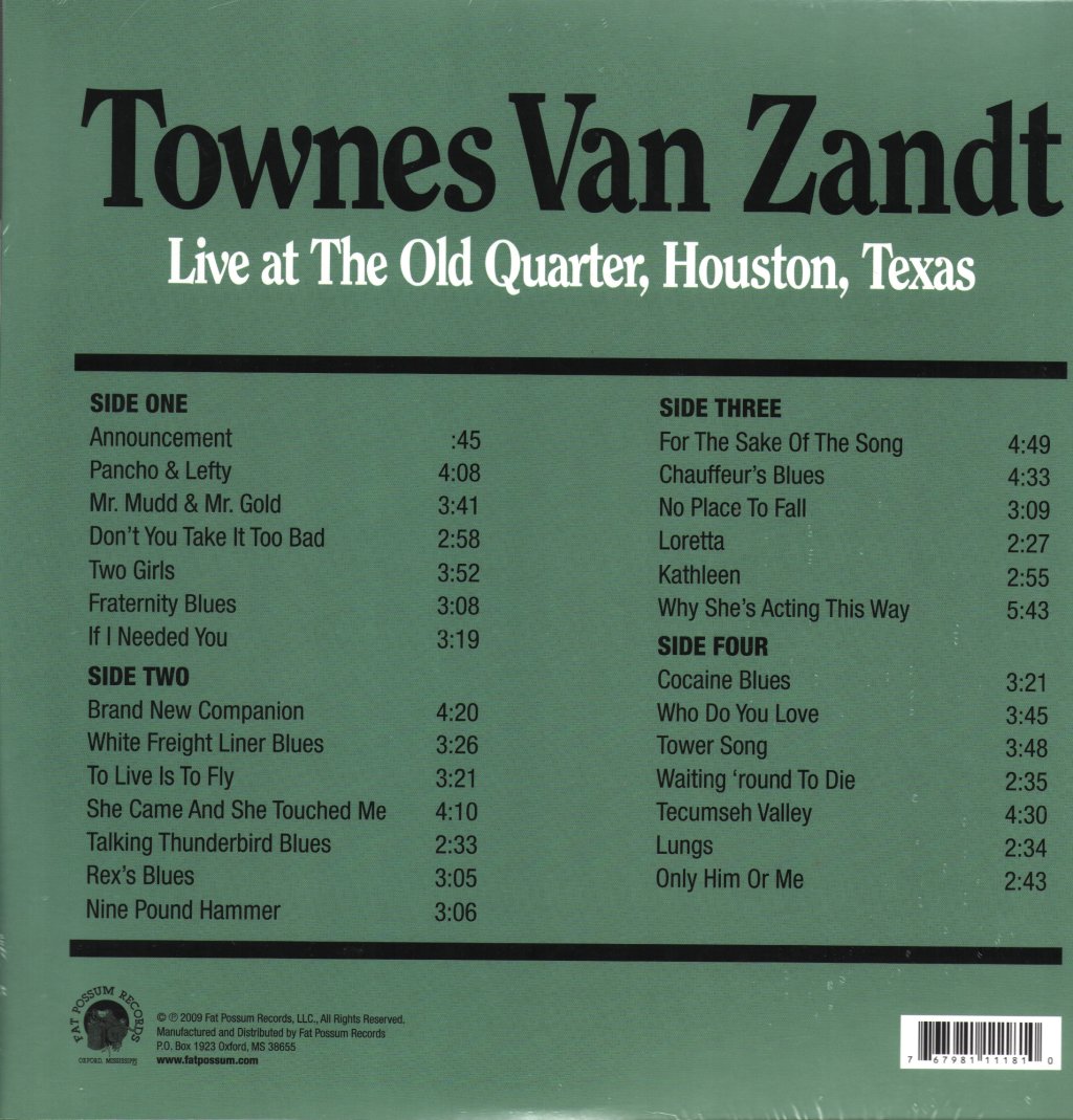 Townes Van Zandt - Live At The Old Quarter, Houston, Texas - Double Lp