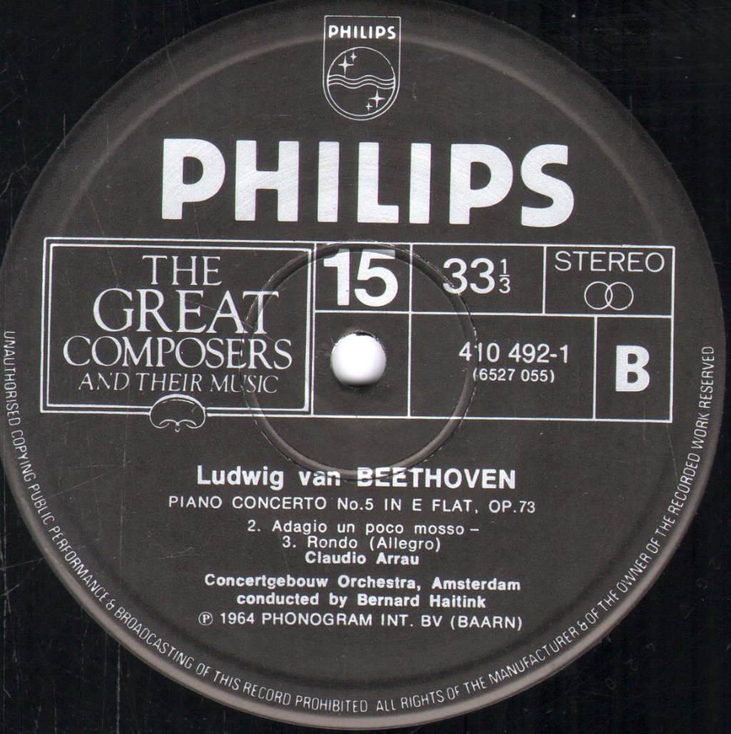 Claudio Arrau / Bernard Haitink / Concertgebouw Orch. - Beethoven - Piano Concerto No.5 In E Flat Emperor - Lp