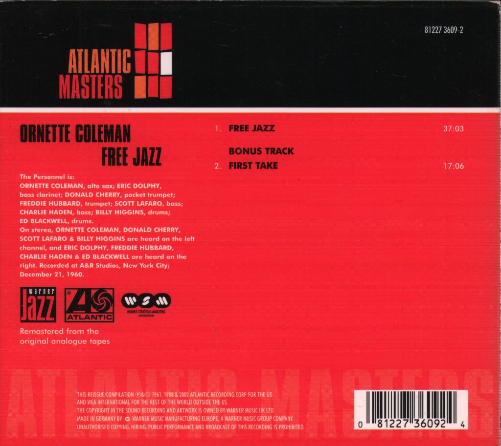 Ornette Coleman Double Quartet - Free Jazz - Cd