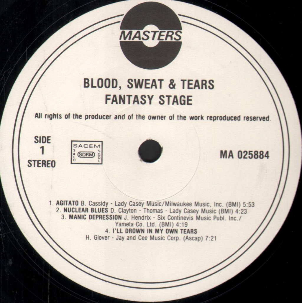 Blood Sweat And Tears - Fantasy Stage - Lp