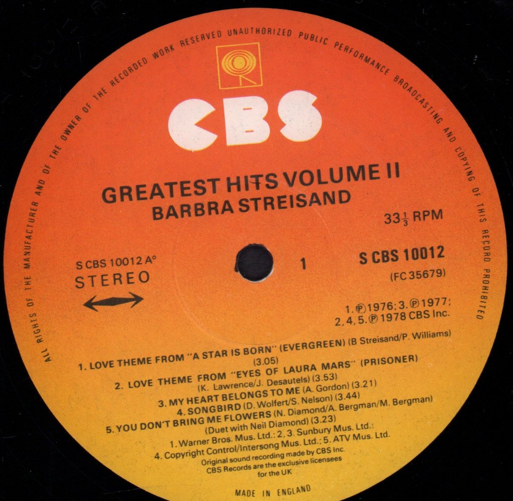 Barbra Streisand - Greatest Hits Volume 2 - Lp
