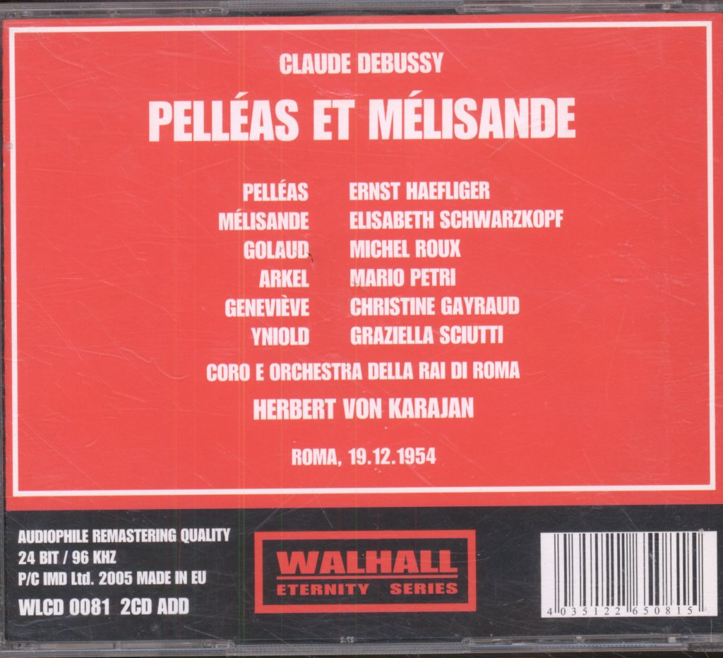 Herbert Von Karajan, Coro Et Orchestra Della Rai Di Roma - Debussy - Pelleas And Melisande - Double Cd