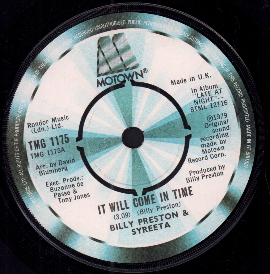 Billy Preston And Syreeta - It Will Come In Time - 7 Inch