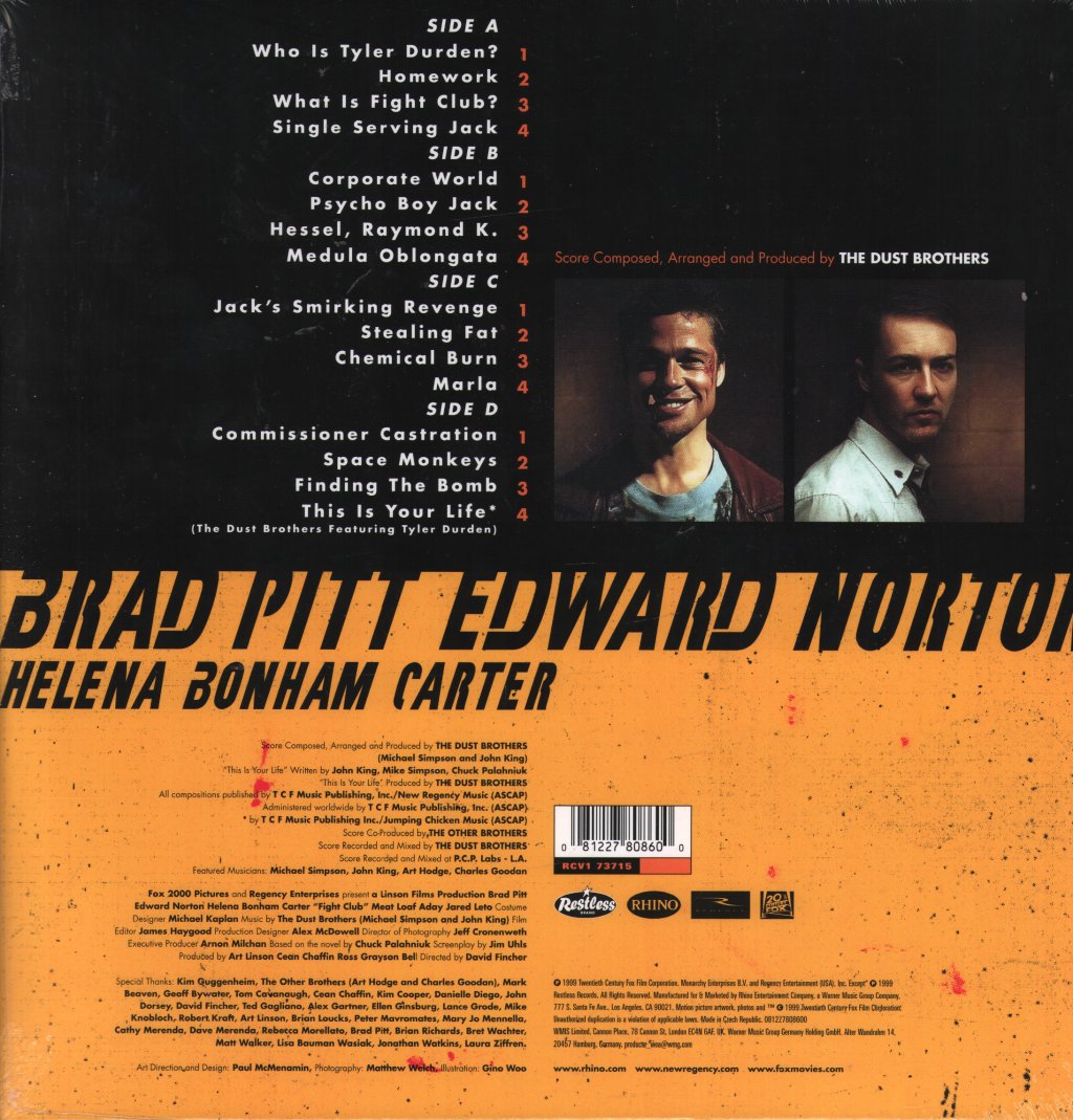 Dust Brothers - Fight Club (Original Motion Picture Score) - Double Lp