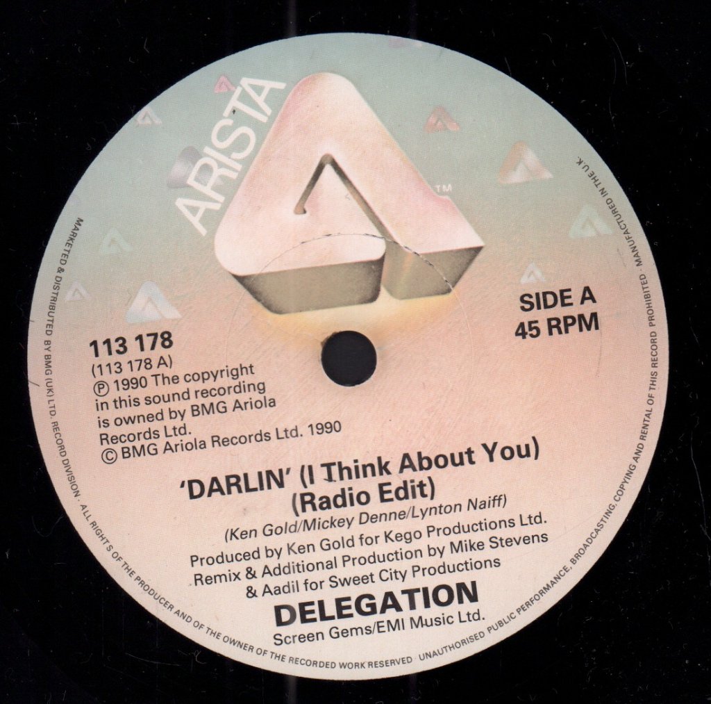 Delegation - 'Darlin' I Think About You - 7 Inch
