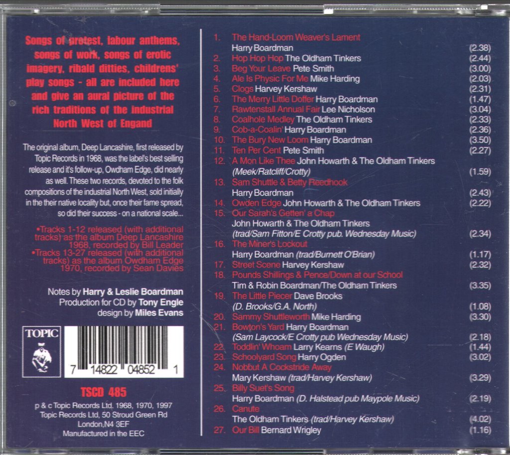 Various Artists - Deep Lancashire (Songs, Ballads & Verse From The Industrial North West Of England) - Cd