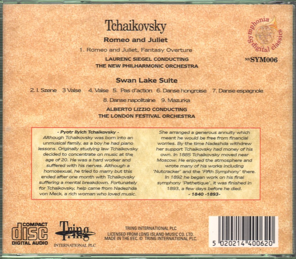 Alberto Lizzio, London Festival Orchestra - Tchaikovsky - Romeo And Juliet / Swan Lake Suite - Cd
