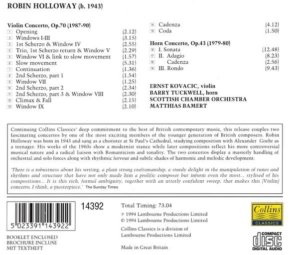 Robin Holloway - Violin Concerto : Horn Concerto - Cd