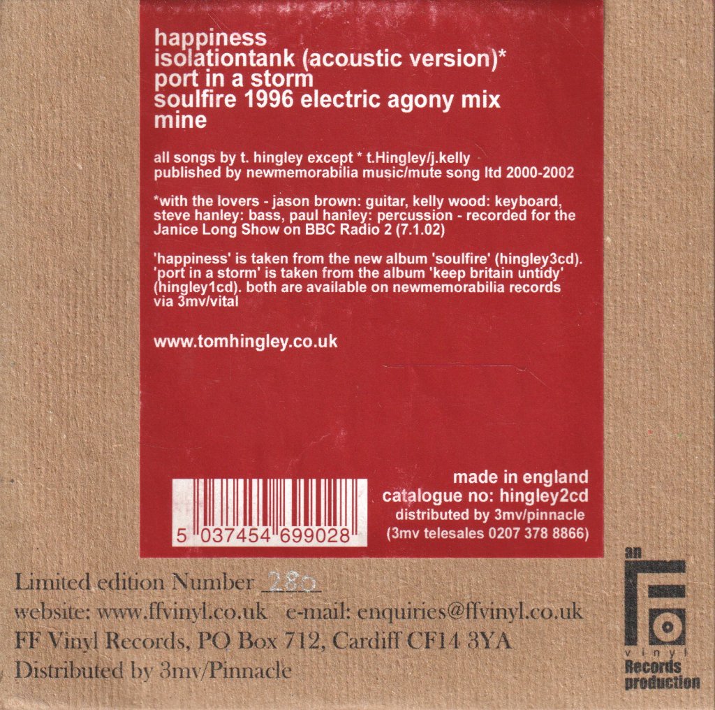 Tom Hingley - Happiness - Cd