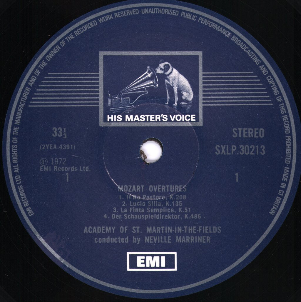 Neville Marriner / Academy Of St. Martin In The Fields - Academy Play Mozart - Ballet Music: Les Petits Riens / Overtures: Il Re Pastore / Lucio Silla - Lp