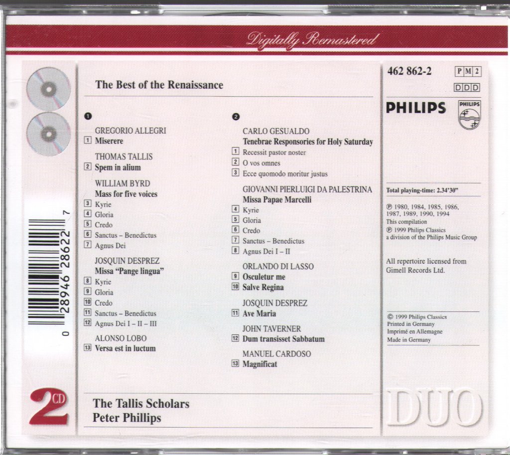 Tallis Scholars - Best Of The Renaissance - Double Cd