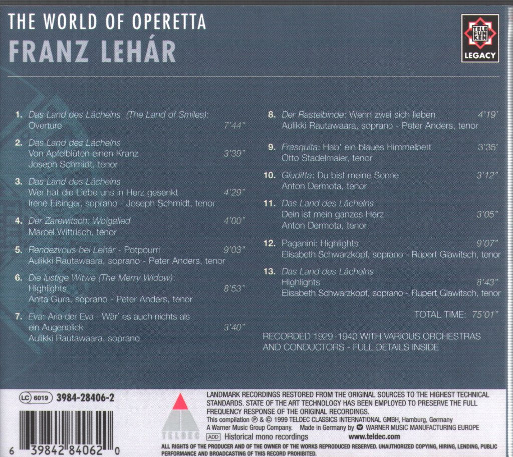 Franz Lehár - World Of Operetta - Cd