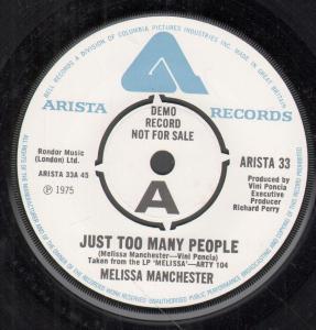 Melissa Manchester - Just Too Many People - 7 Inch