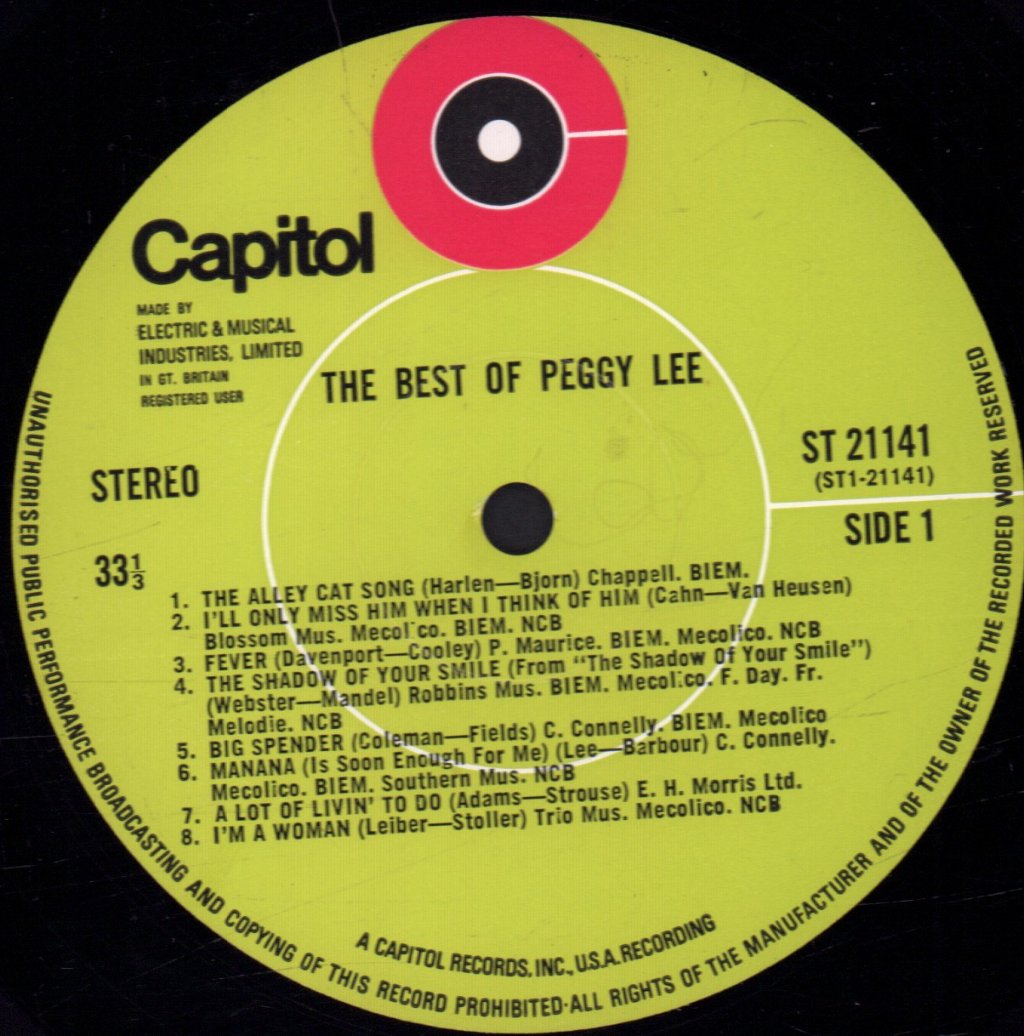 Peggy Lee - Best Of Peggy Lee - Lp