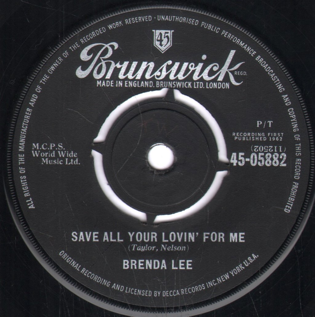 Brenda Lee - All Alone Am I - 7 Inch