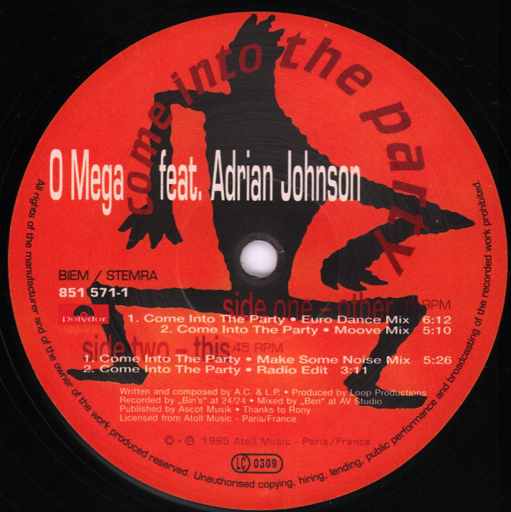O Mega Feat. Adrian Johnson - Come Into The Party - 12 Inch