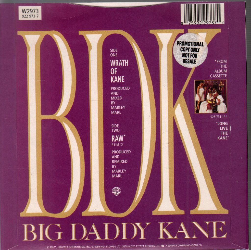 Big Daddy Kane - Wrath Of Kane - 7 Inch