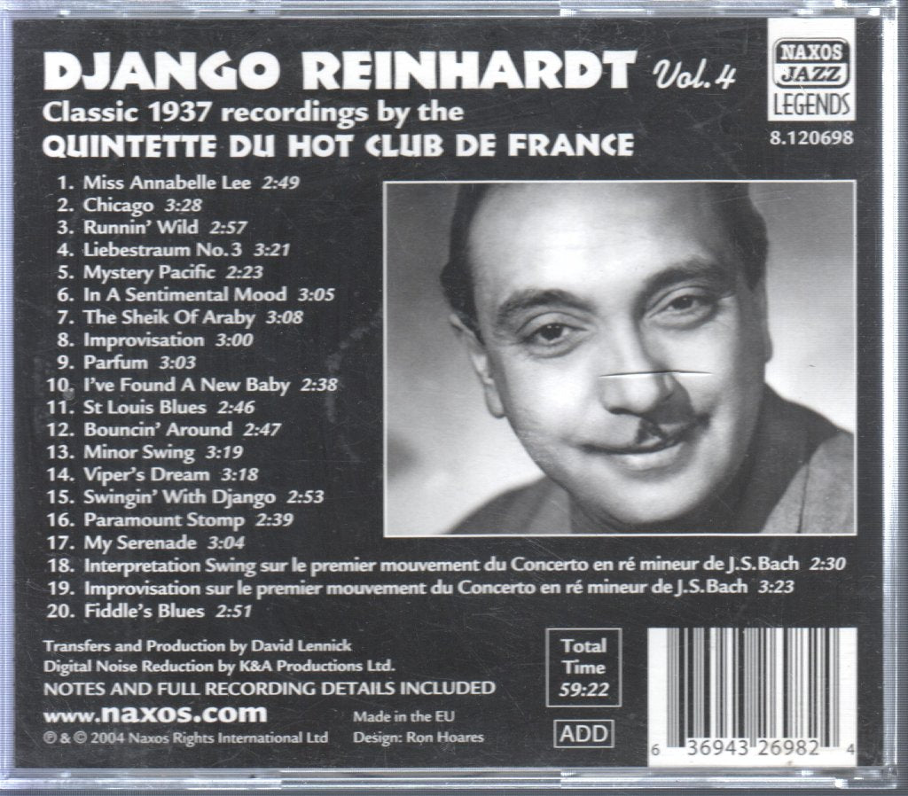 Django Reinhardt - Swingin' With Django, Vol. 4 1937 (Classic Recordings By Quintette Du Hot Club De France) - Cd