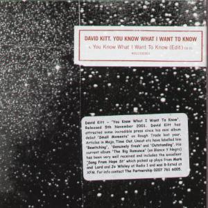 David Kitt - You Know What I Want To Know - Cd