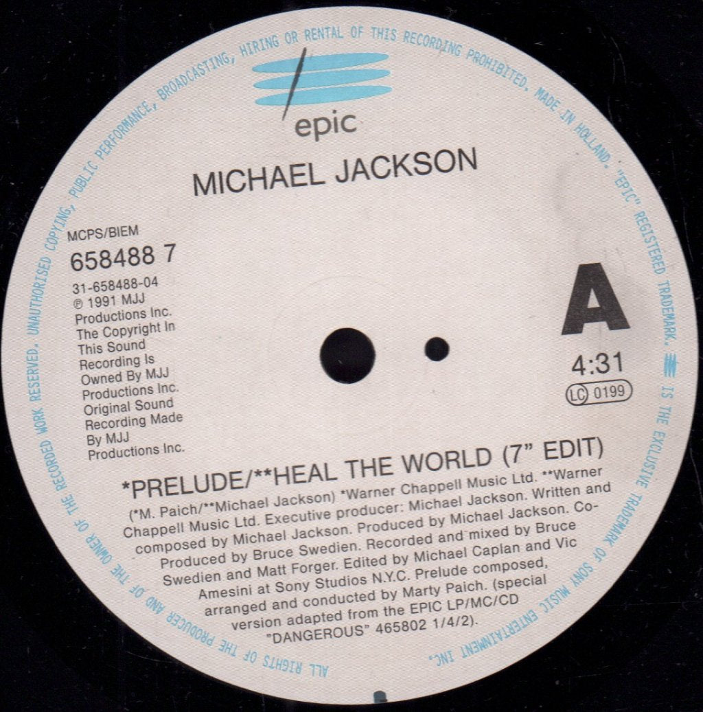 Michael Jackson - Heal The World - 7 Inch