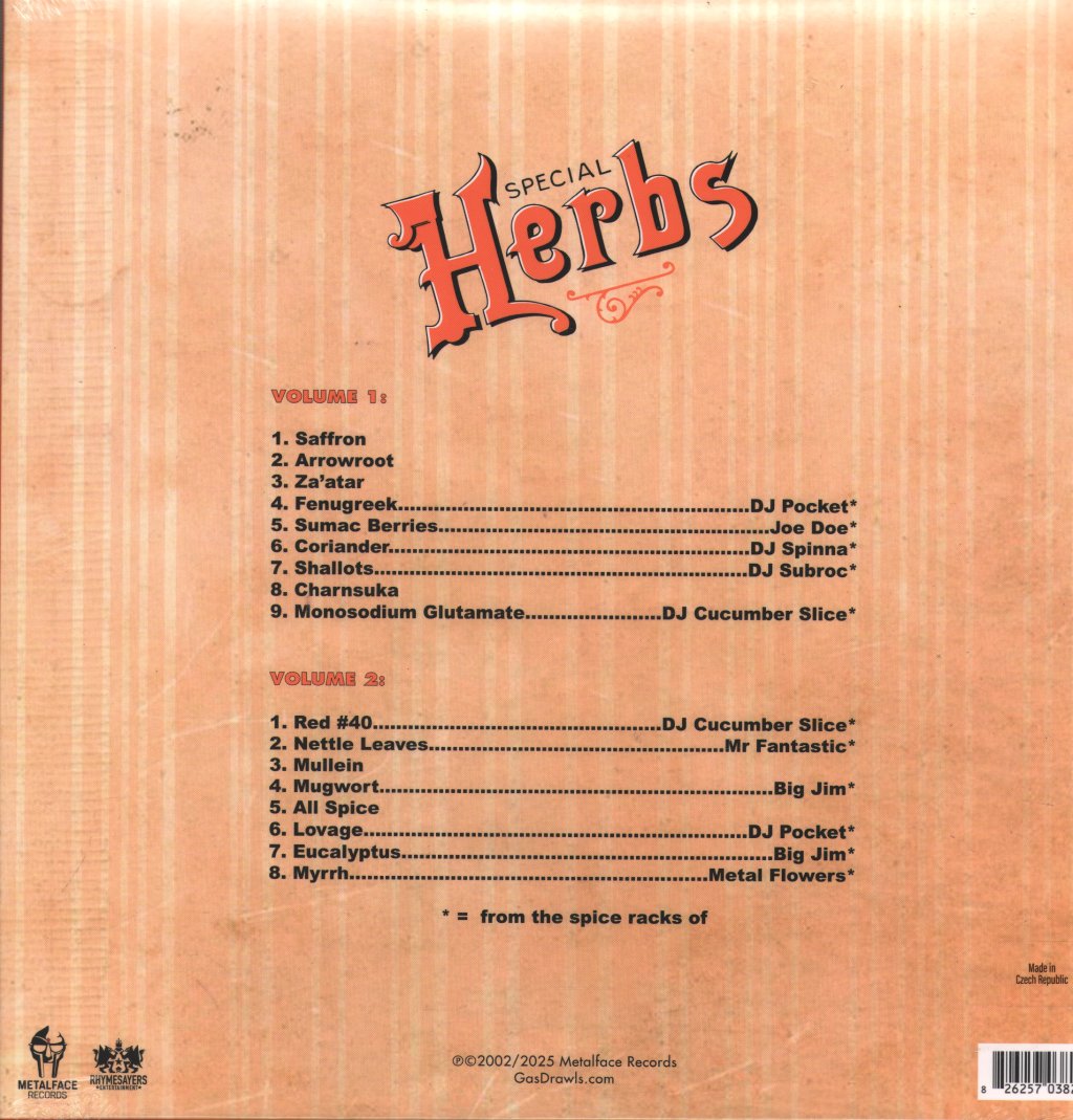 MF DOOM - Metal Fingers Presents: Special Herbs Vol. 1 & 2 - Double Lp