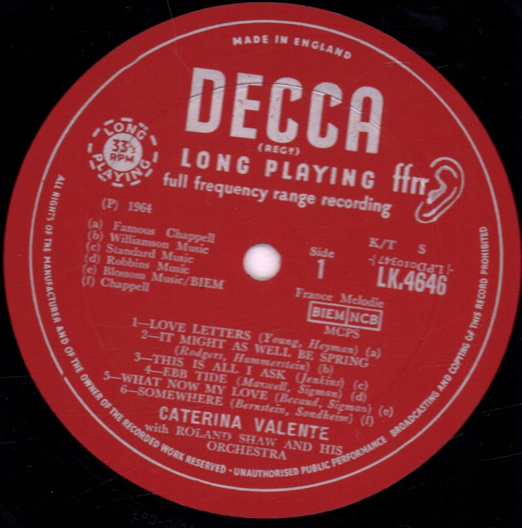 Caterina Valente - Valente & Violins - Lp