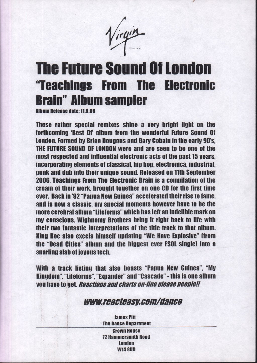 Future Sound Of London - Lifeforms / We Have Explosive - 12 Inch