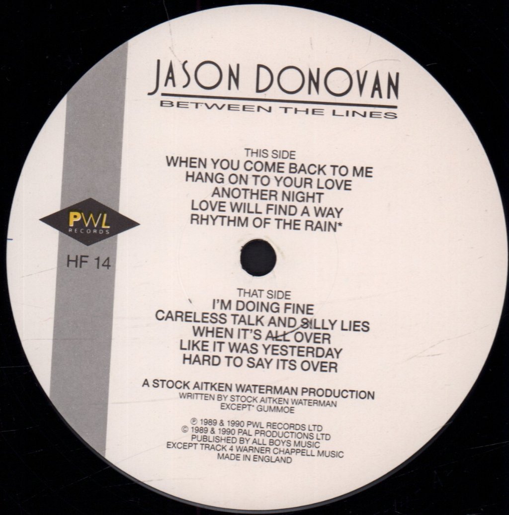 Jason Donovan - Between The Lines - Lp