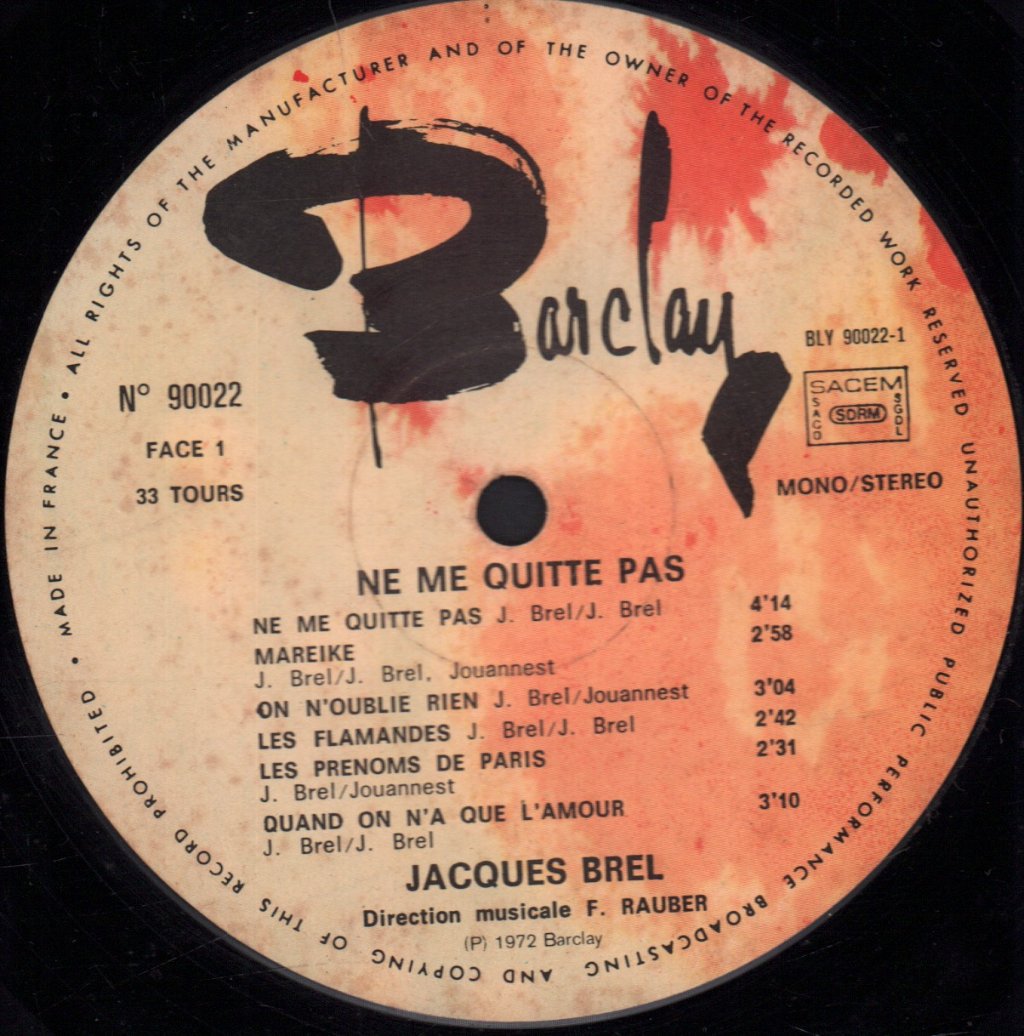 Jacques Brel - 8 - Ne Me Quitte Pas - Lp
