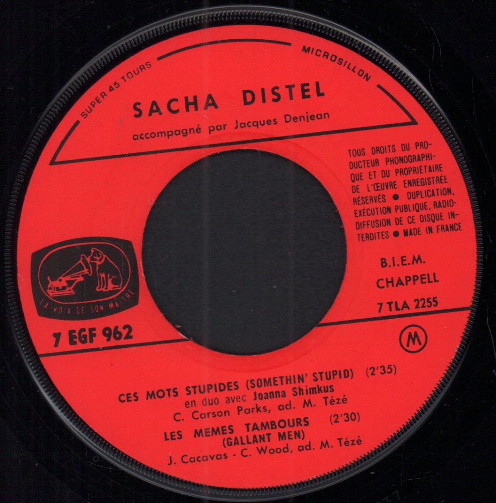 Sacha Distel - Ces Mots Stupides - 7 Inch