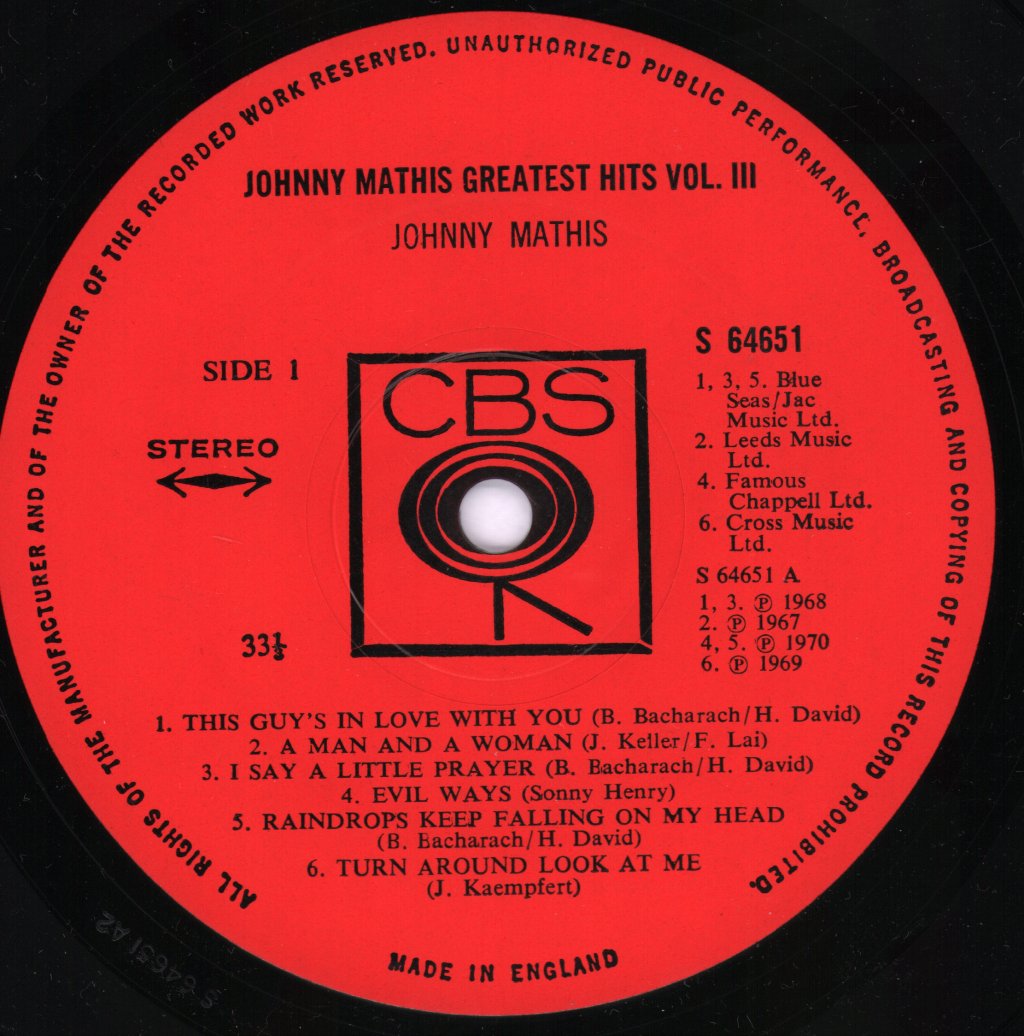 Johnny Mathis - Greatest Hits Vol. 3 - Lp