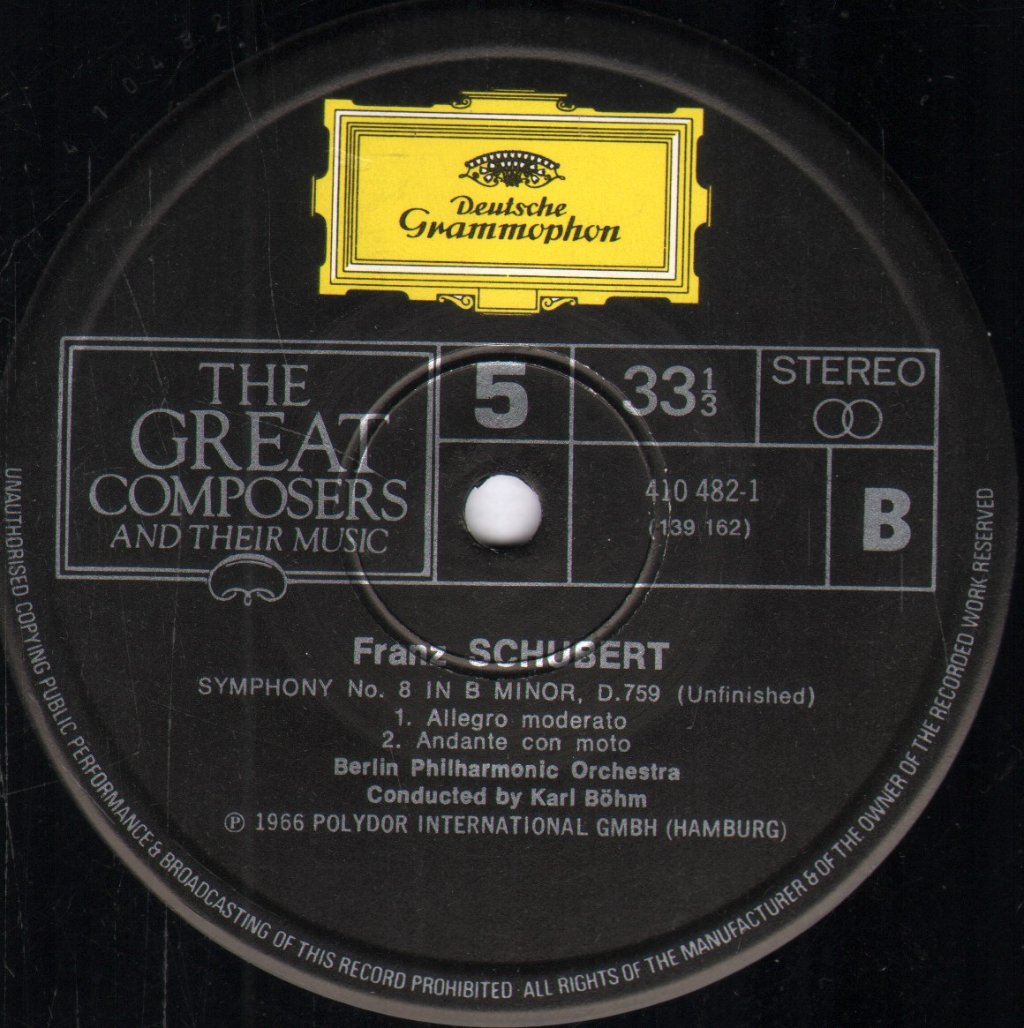 Karl Bohm / Berlin Philharmonic Orchestra - Schubert - Symphony No. 8 In B Minor ('Unfinished') D.759 / Symphony No. 5 In B-Flat Minor D.485 - Lp