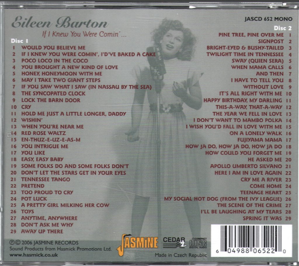 Eileen Barton - If I Knew You Were Comin'... - Double Cd