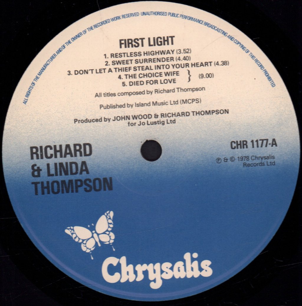 Richard And Linda Thompson - First Light - Lp