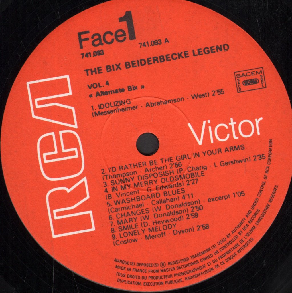 Bix Beiderbecke - Legend - Alternative Bix Volume 4 1926/28 - Lp