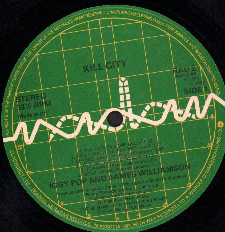 Iggy Pop And James Williamson - Kill City - Lp