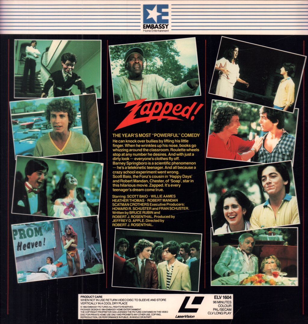 Zapped - scott baio from happy days - Laser Disc