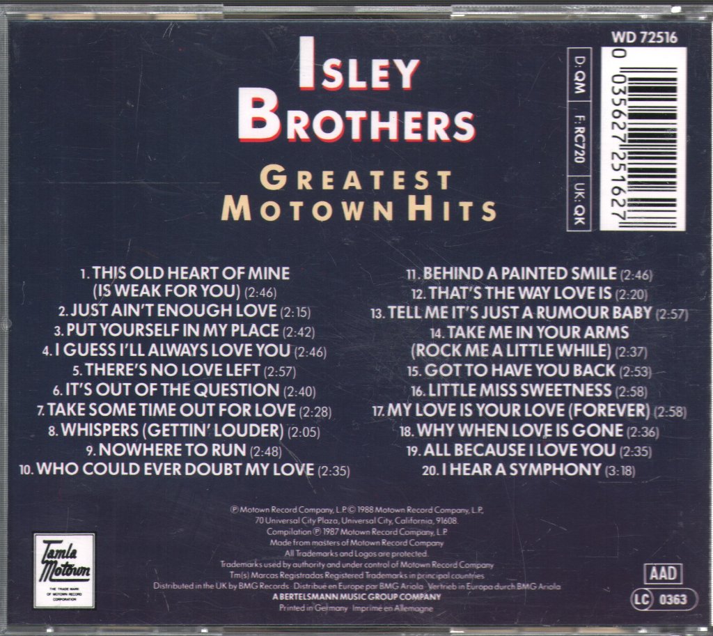 Isley Brothers - Greatest Motown Hits - Cd
