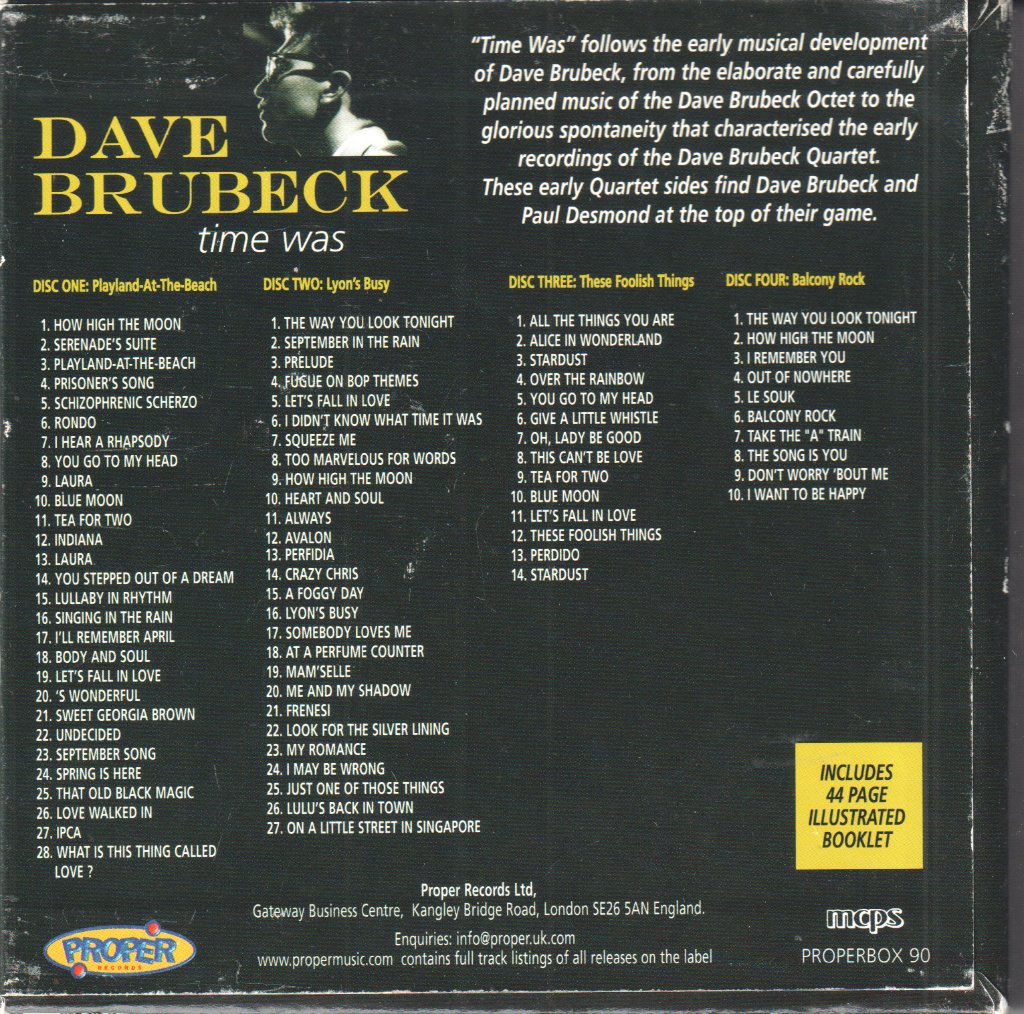 Dave Brubeck - Time Was - Cd Set