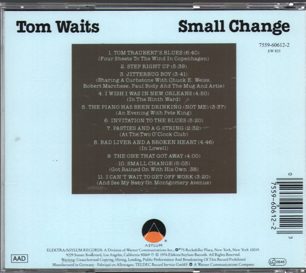 Tom Waits - Small Change - Cd