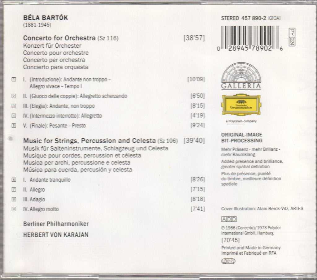 Herbert Von Karajan - Bartok - Concerto For Orchestra · Music For Strings, Percussion & Celesta = Musik Für Saiteninstrumente, Schlagzeug & Celesta - Cd