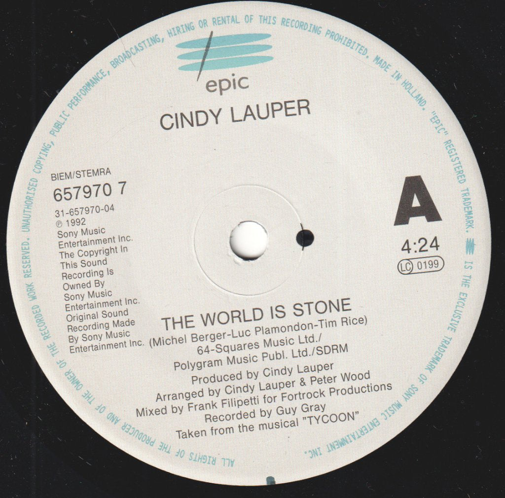 Cyndi Lauper - World Is Stone - 7 Inch