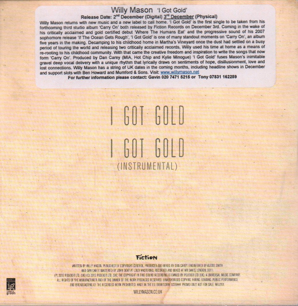 Willy Mason - I Got Gold - Cd