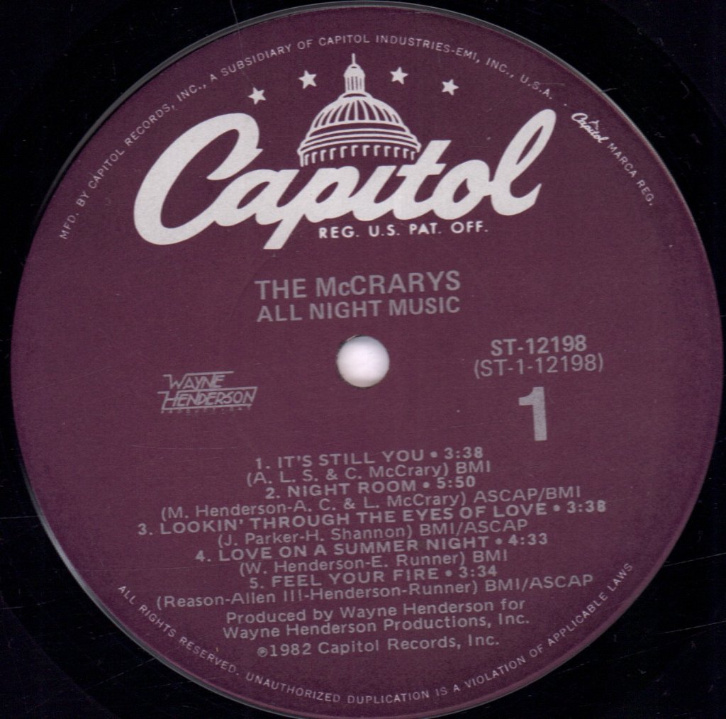McCrarys - All Night Music - Lp