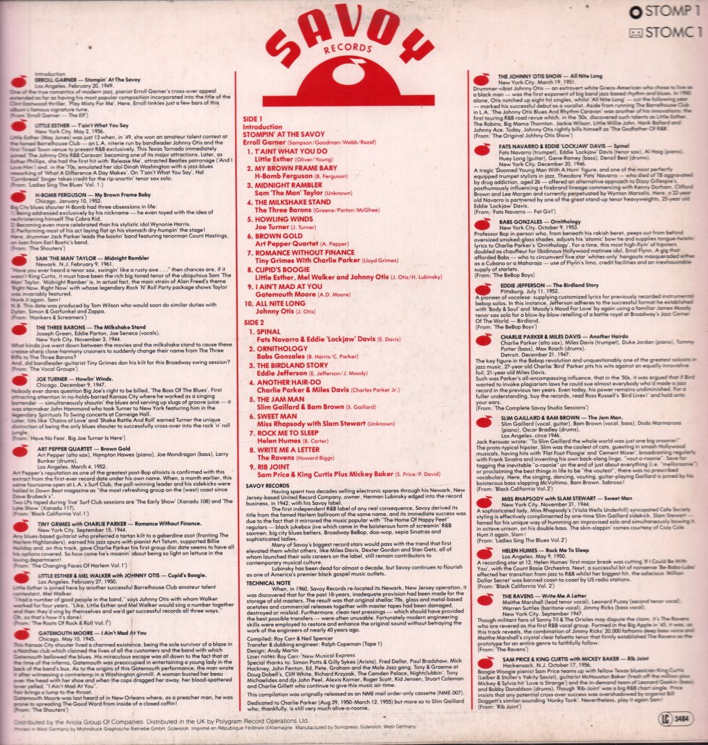 Various Artists - Stompin’ At The Savoy - Lp