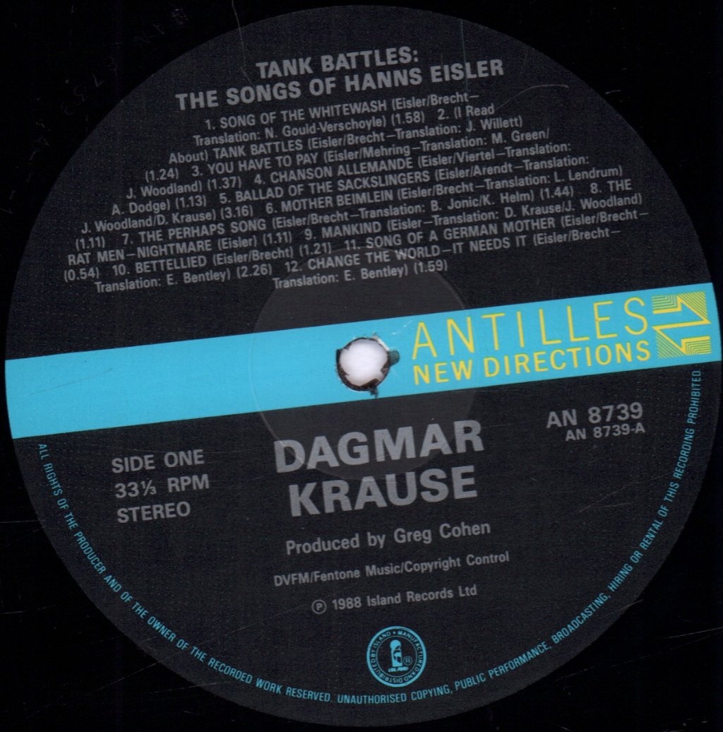 Dagmar Krause - Tank Battles - Lp