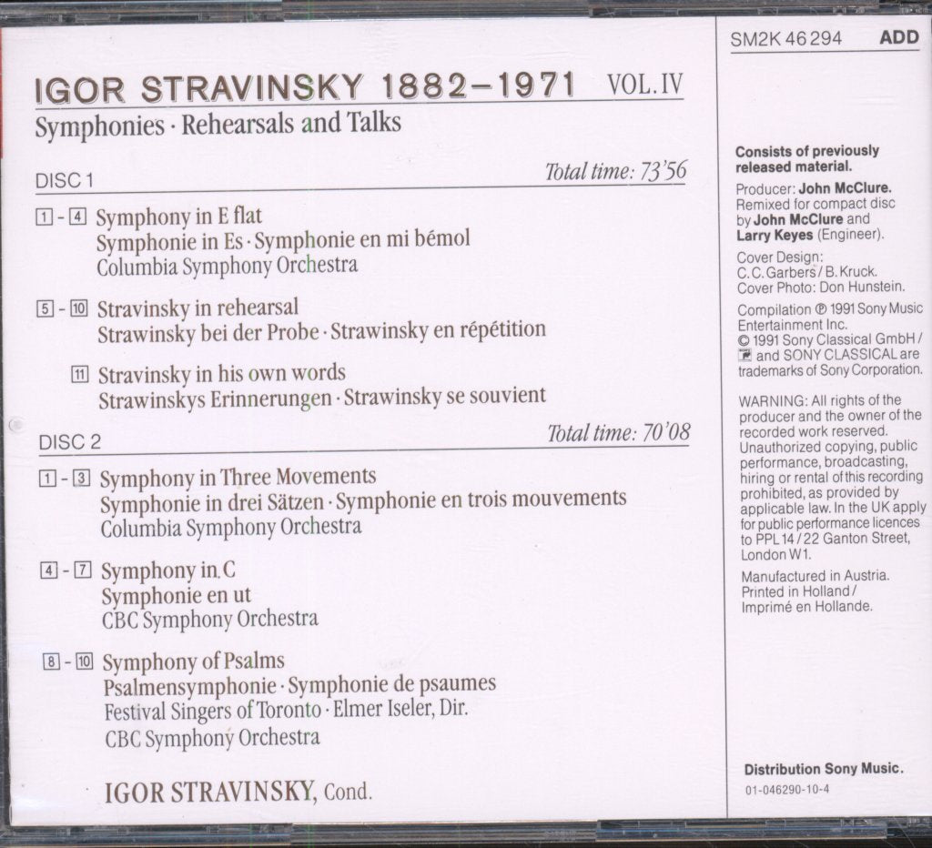 Igor Stravinsky - Symphonies - Cd Set
